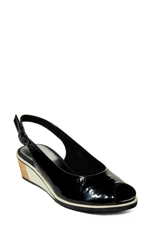 Baise Slingback Sandal in Black Patent Leather