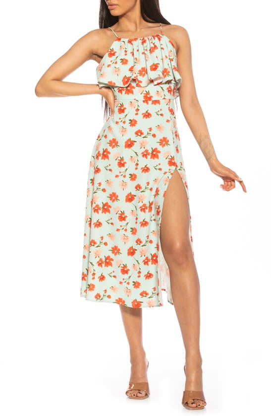 Alexia Admor Hailee Floral Halter Neck Midi Dress In Mint Floral