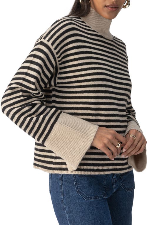 Shop Sanctuary Chalet Stripe Turtleneck Sweater In Frosted Almond