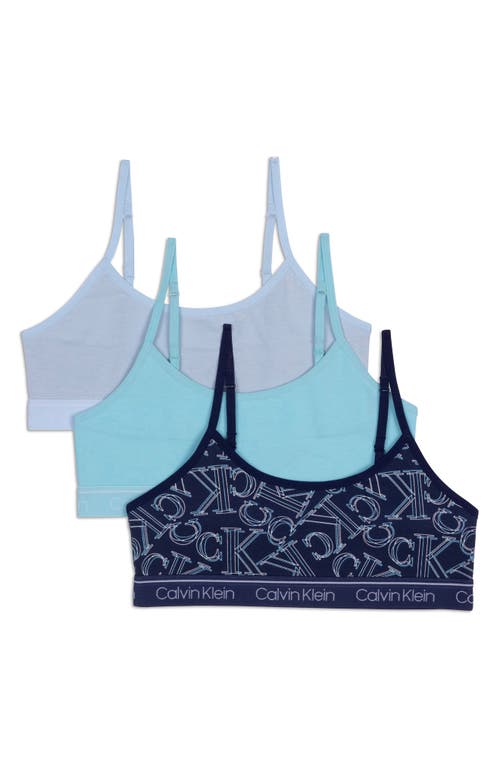 Calvin Klein Kids' Assorted 3-Pack Stretch Cotton Bralettes in Symphony/Angel Blue/Empyrean at Nordstrom