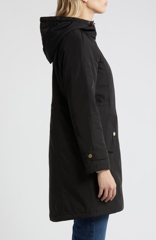 Shop Michael Michael Kors Water Resistant Hooded Coat In Black