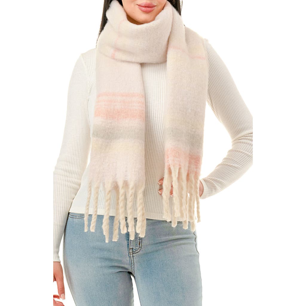 Marcus Adler Stripe Fringe Scarf In Blush