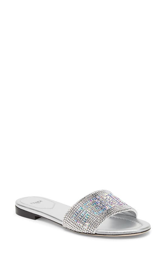 FENDI SIGNATURE CRYSTAL EMBELLISHED SLIDE SANDAL