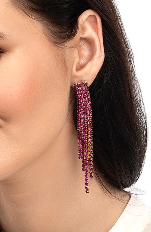 Shop Deepa Gurnani Elisa Crystal Linear Drop Earrings In Fuchsia