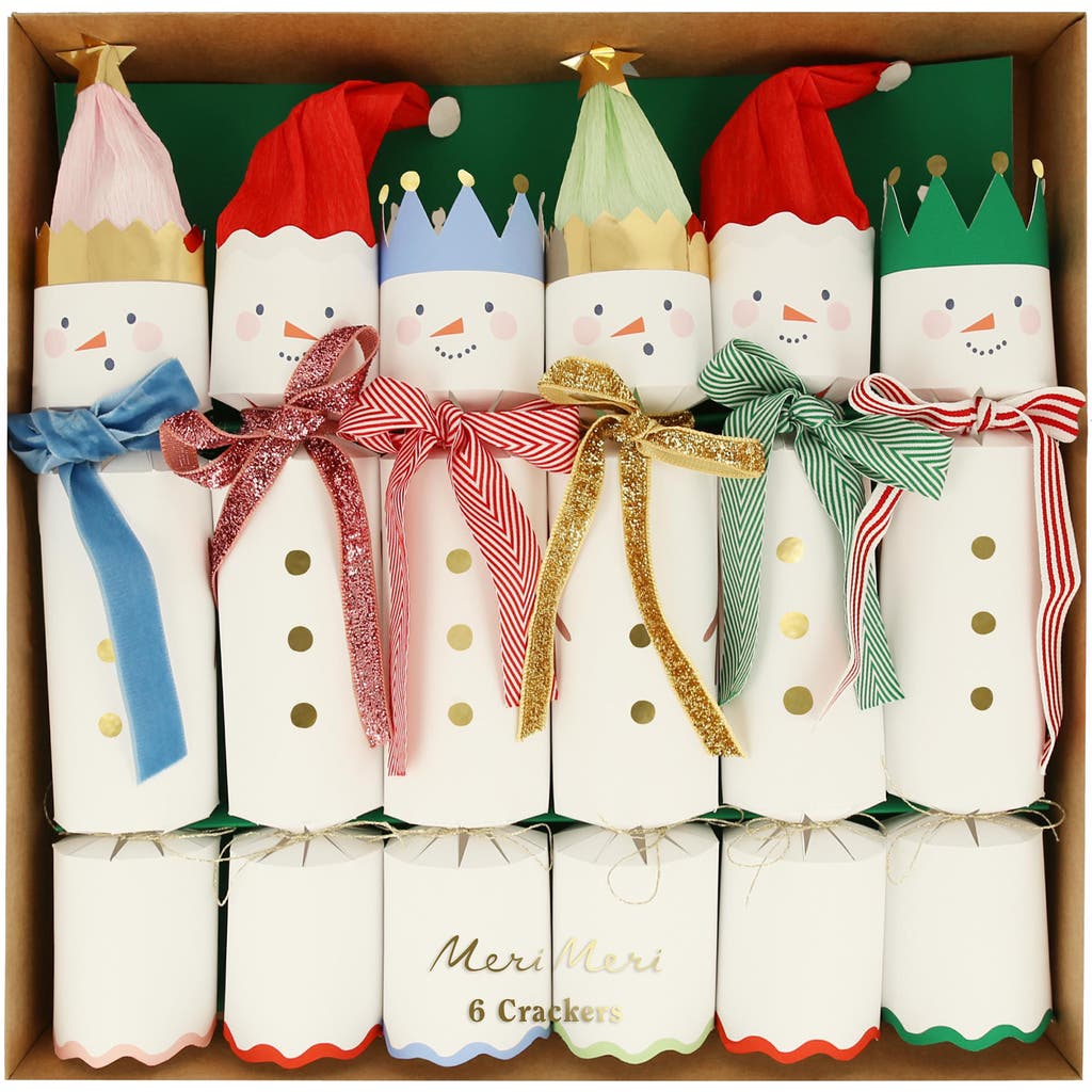 Meri Meri 6-Pack Snowman Christmas Crackers in Snowmen