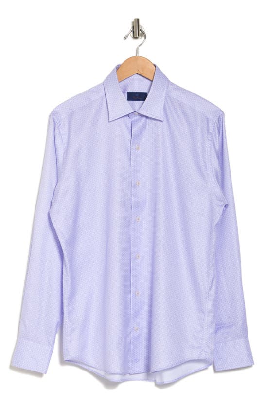 David Donahue Geometric Print Casual Cotton Button-up Shirt In Purple