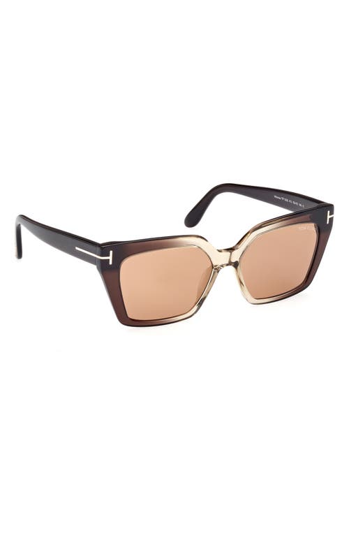 Shop Tom Ford Winona 53mm Gradient Polarized Cat Eye Sunglasses In Shiny Beige/brown