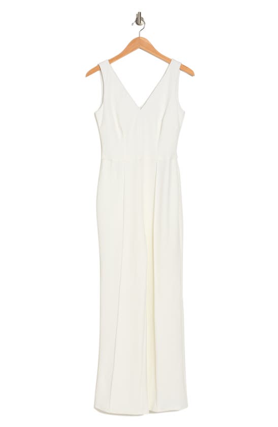 Maggy London Princess Seam Jumpsuit In Ivory