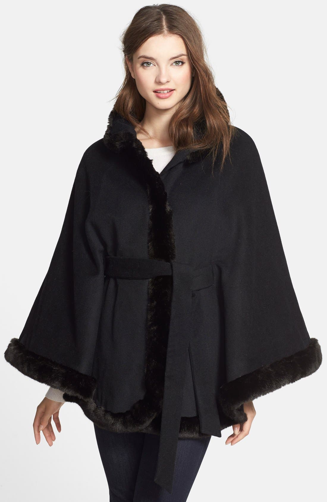 Ellen Tracy Faux Fur Trim Cape Only) Nordstrom