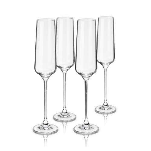 Viski Reserve Inez Crystal Champagne Flutes Set Of 4 In Clear