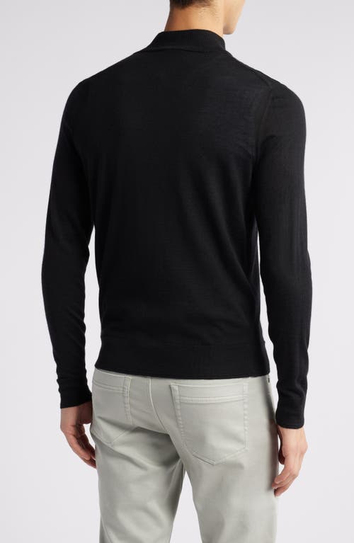 Shop Canali Quarter Zip Cashmere & Wool Blend Sweater In Black