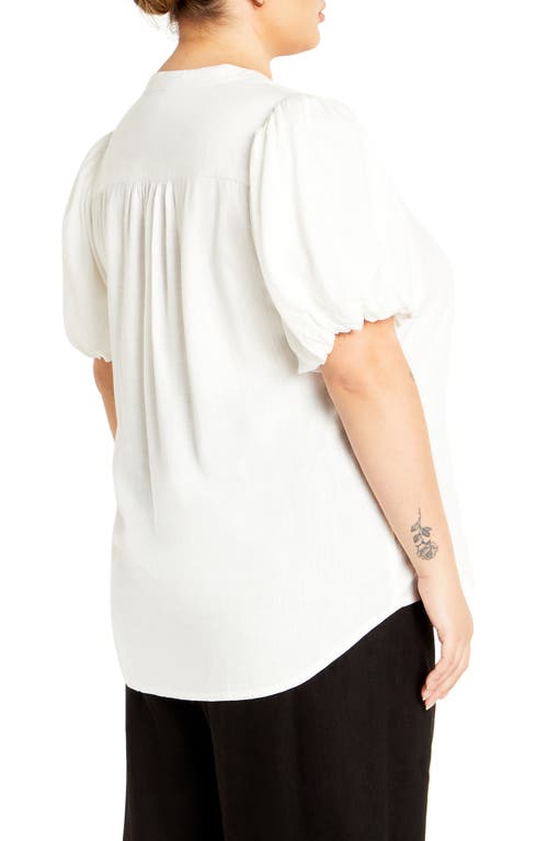 Shop City Chic Georgia Short Sleeve Button Front Shirt In Ivory