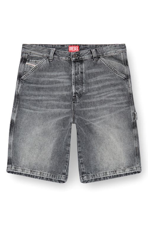 Diesel Hemp Denim Utility Shorts In Black/denim
