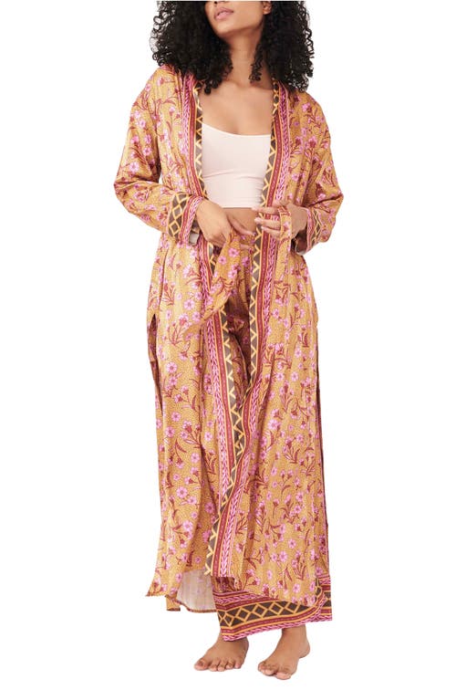 Free People Pajama Party Robe in Gold Combo