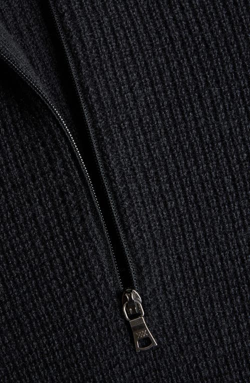 Shop Rhone Walden Wool & Cashmere Waffle Knit Quarter Zip Sweater In Black