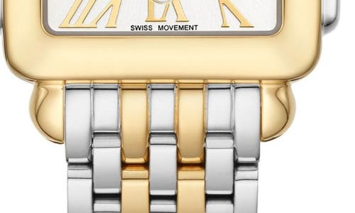 Shop Michele Deco Madison Mid Diamond Dial Bracelet Watch, 29mm X 31mm In Gold/silver