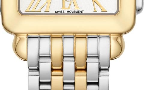 Michele Deco Madison Mid Two-tone Diamond-dial Watch In Gold/silver