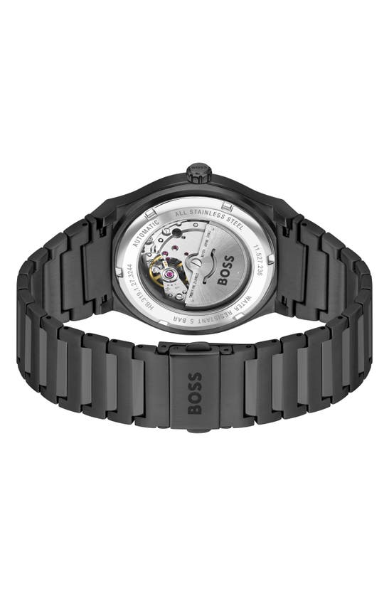 Shop Hugo Boss Candor Automatic Bracelet Watch, 41mm In Black