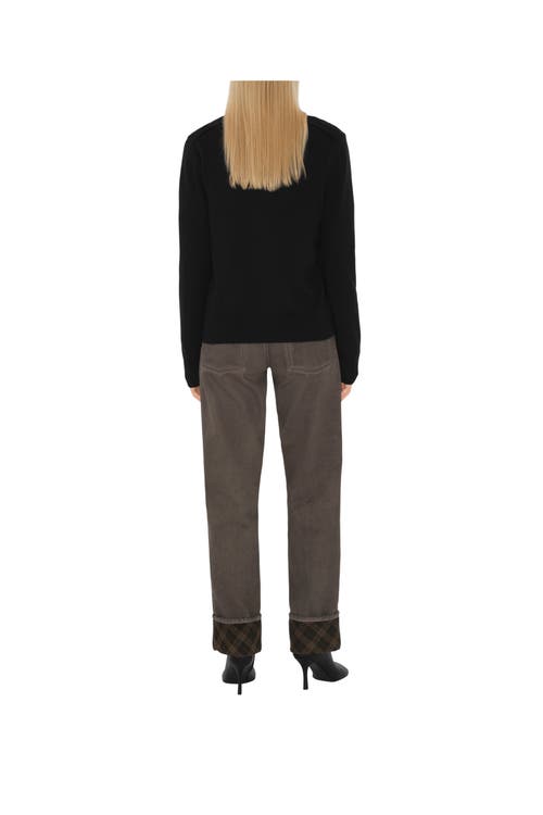 Burberry Check Label Wool Cardigan In Black