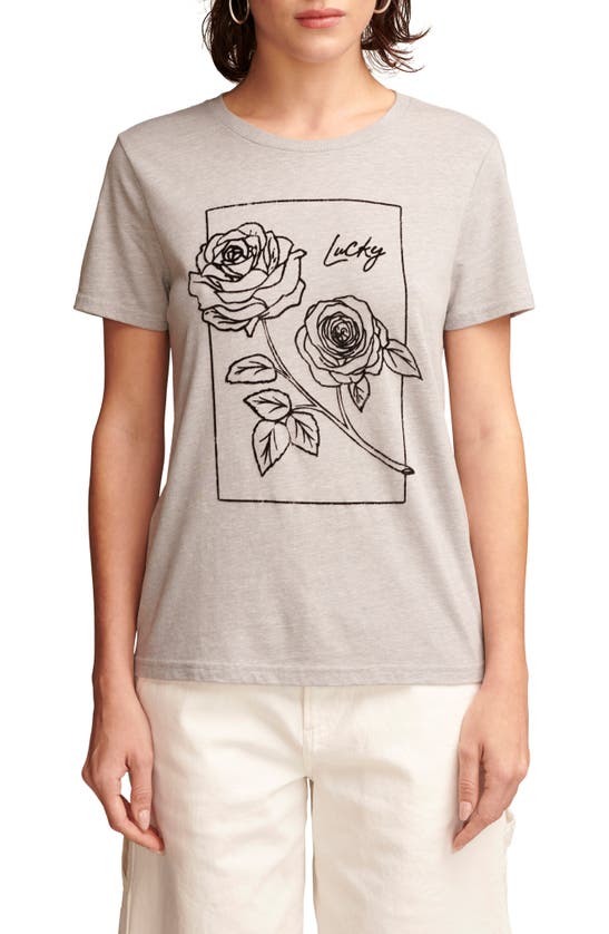 Shop Lucky Brand Rose Graphic T-shirt In Light Heather Grey