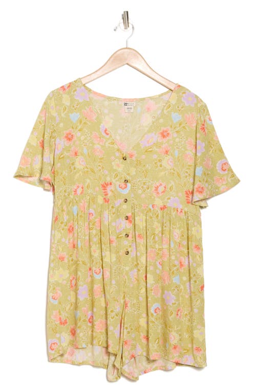 Billabong Spring Daze Babydoll Romper In Green Envy
