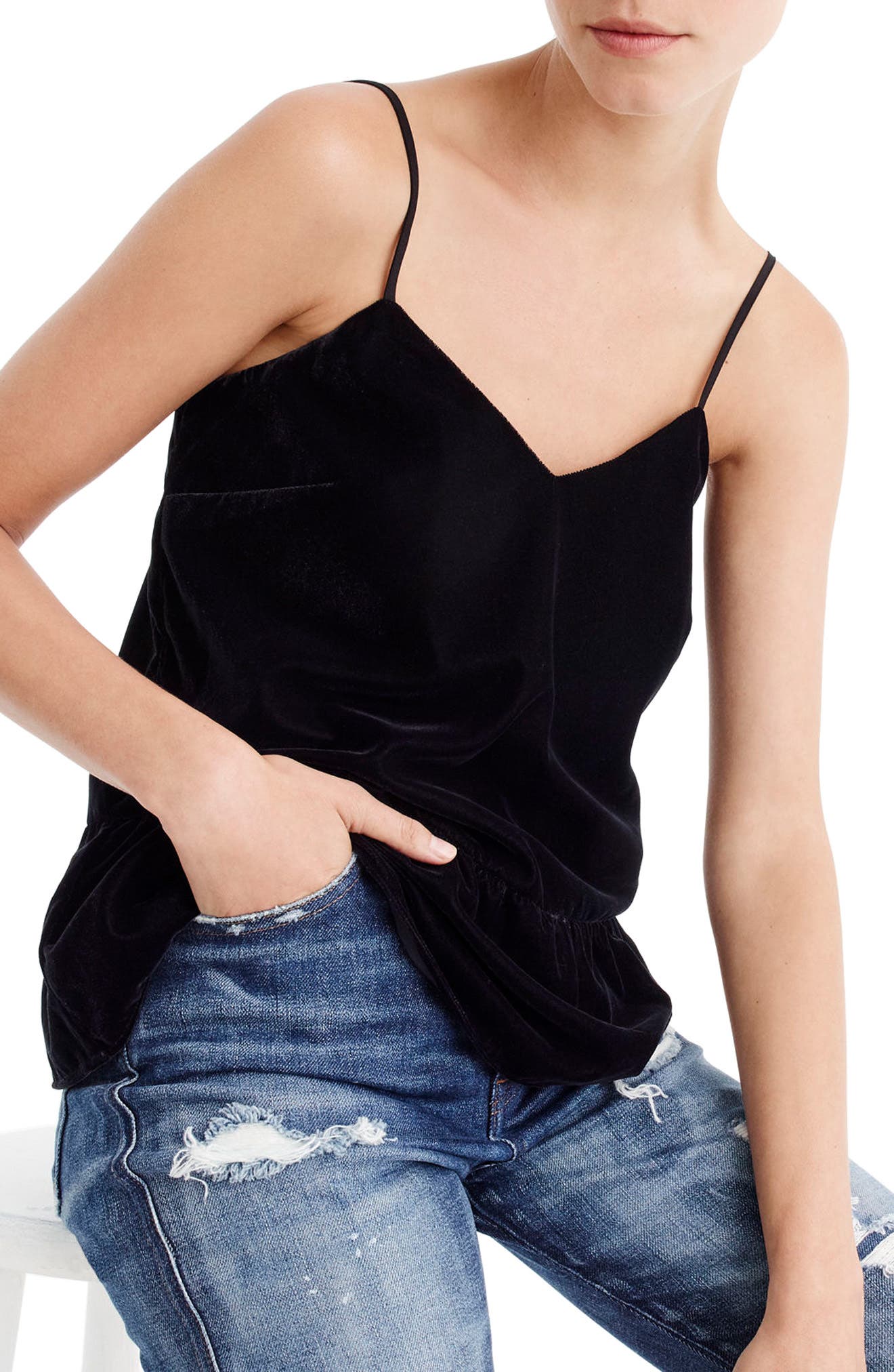 j crew velvet peplum top