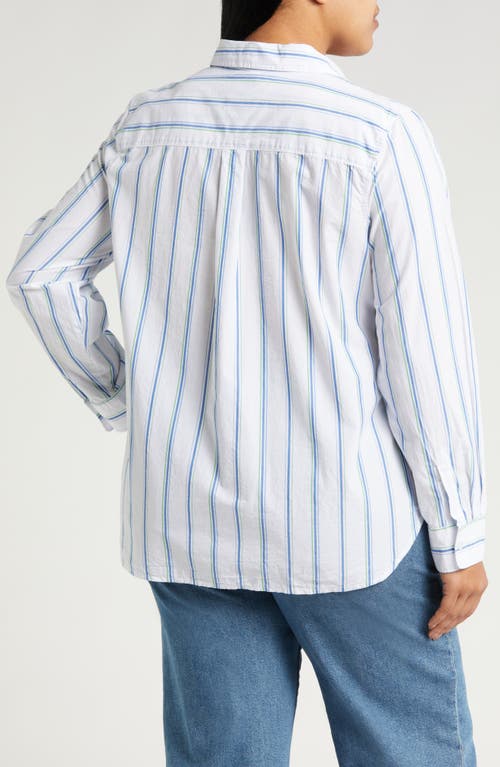 Shop Caslonr Caslon(r) Stripe Cotton Poplin Button-up Shirt In White- Blue Marmara Leigh Ann