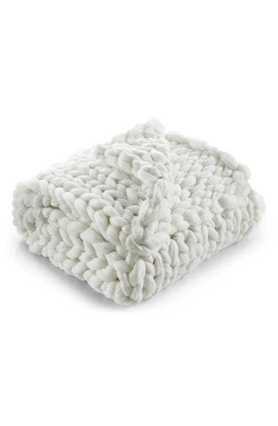 Inspired Home Chunky Knit Throw Blanket In White