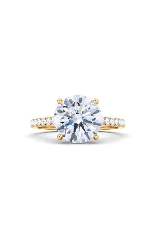 Shop Hautecarat 18k White Gold Round Cut Lab Created Diamond Engagement Ring In 18k Yellow Gold