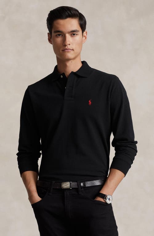 Shop Polo Ralph Lauren Cotton Piqué Long Sleeve Polo In Polo Black