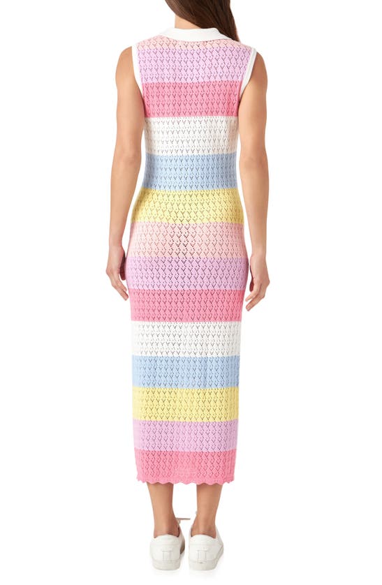 English Factory Women's Crochet Knit Maxi Dress In Pink Multi