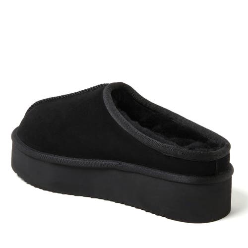 Shop Dearfoams Fireside Queenstown Genuine Shearling Platform Clog Slipper In Black