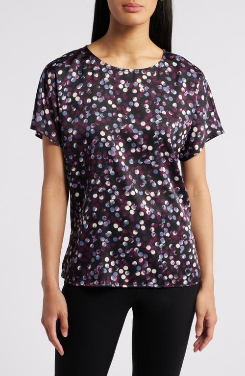 Anne Klein Women's Printed Dolman-sleeve Side-slit Top In Anne Black/deep Plum Multi