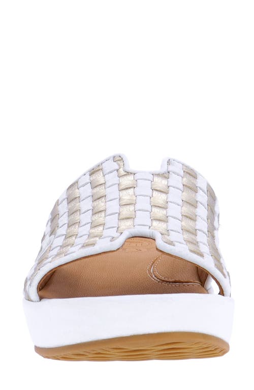 L'amour Des Pieds Cusaro Platform Wedge Slide Sandal In White/gold