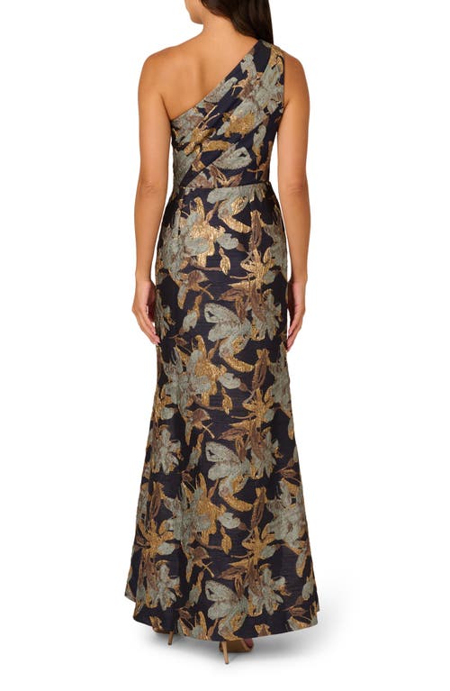 ADRIANNA PAPELL ADRIANNA PAPELL METALLIC FLORAL JACQUARD MERMAID GOWN