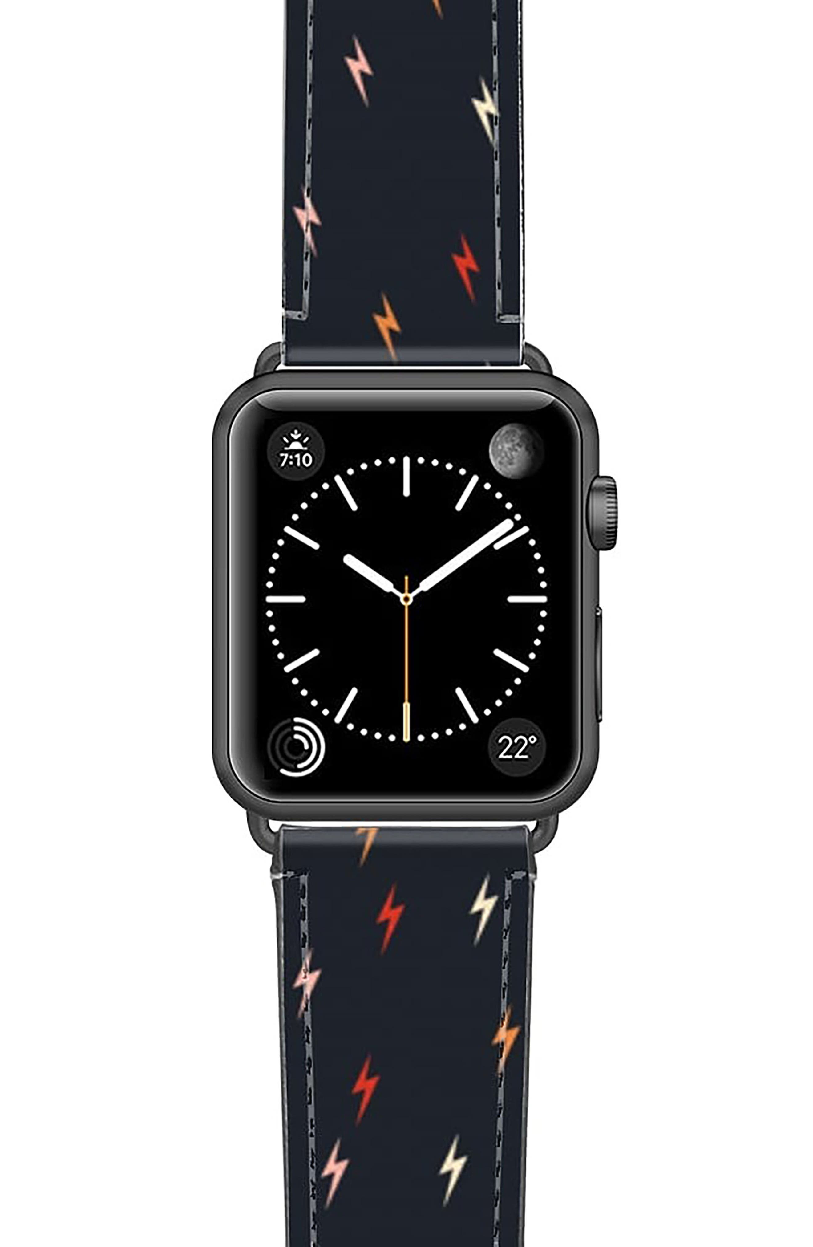CASETiFY Pass the Bolt Saffiano Faux Leather Apple Watch Band in Black/Silver at Nordstrom