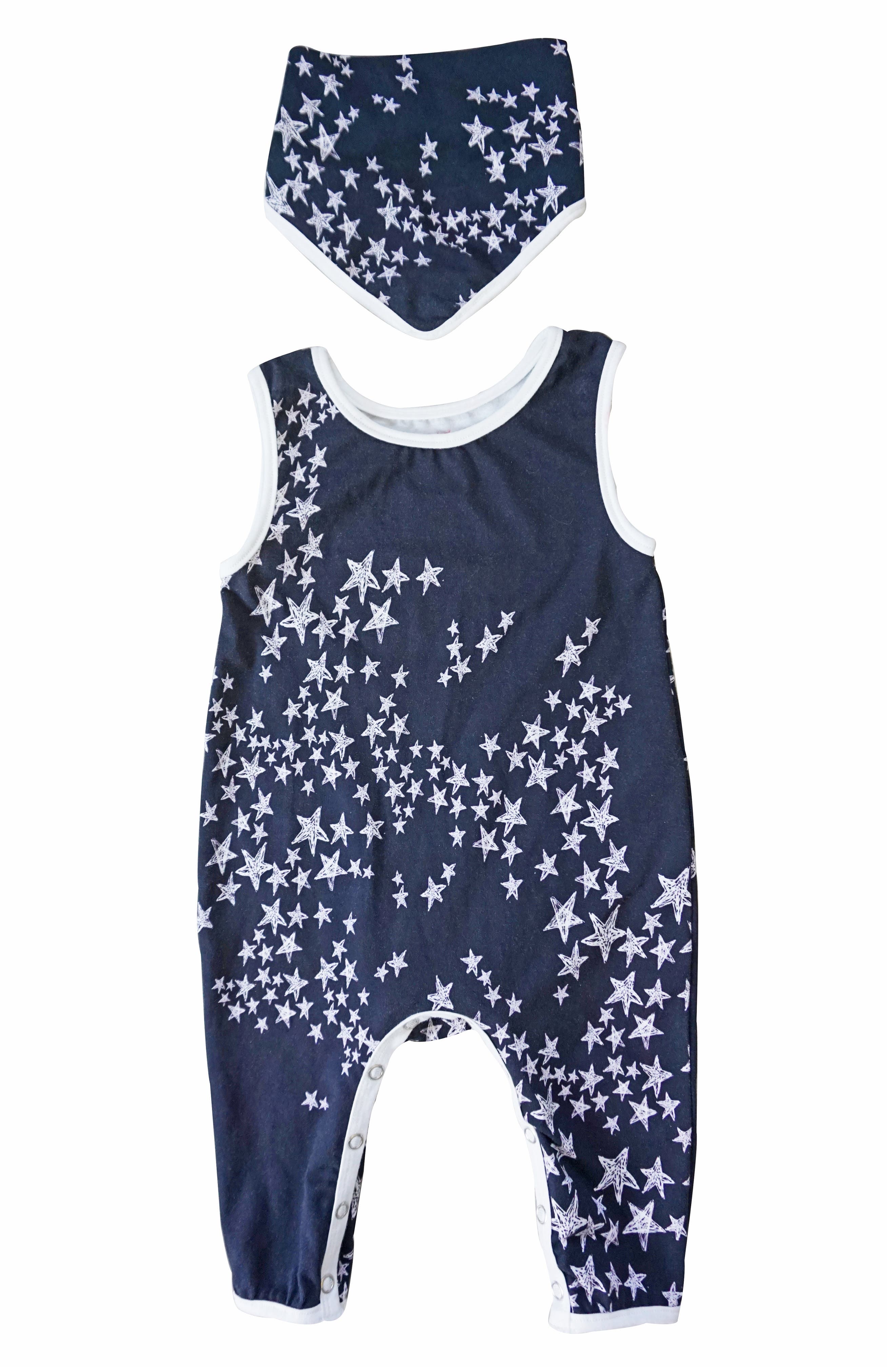 Popatu Stars Long Bodysuit & Bib Set (Baby) Nordstrom