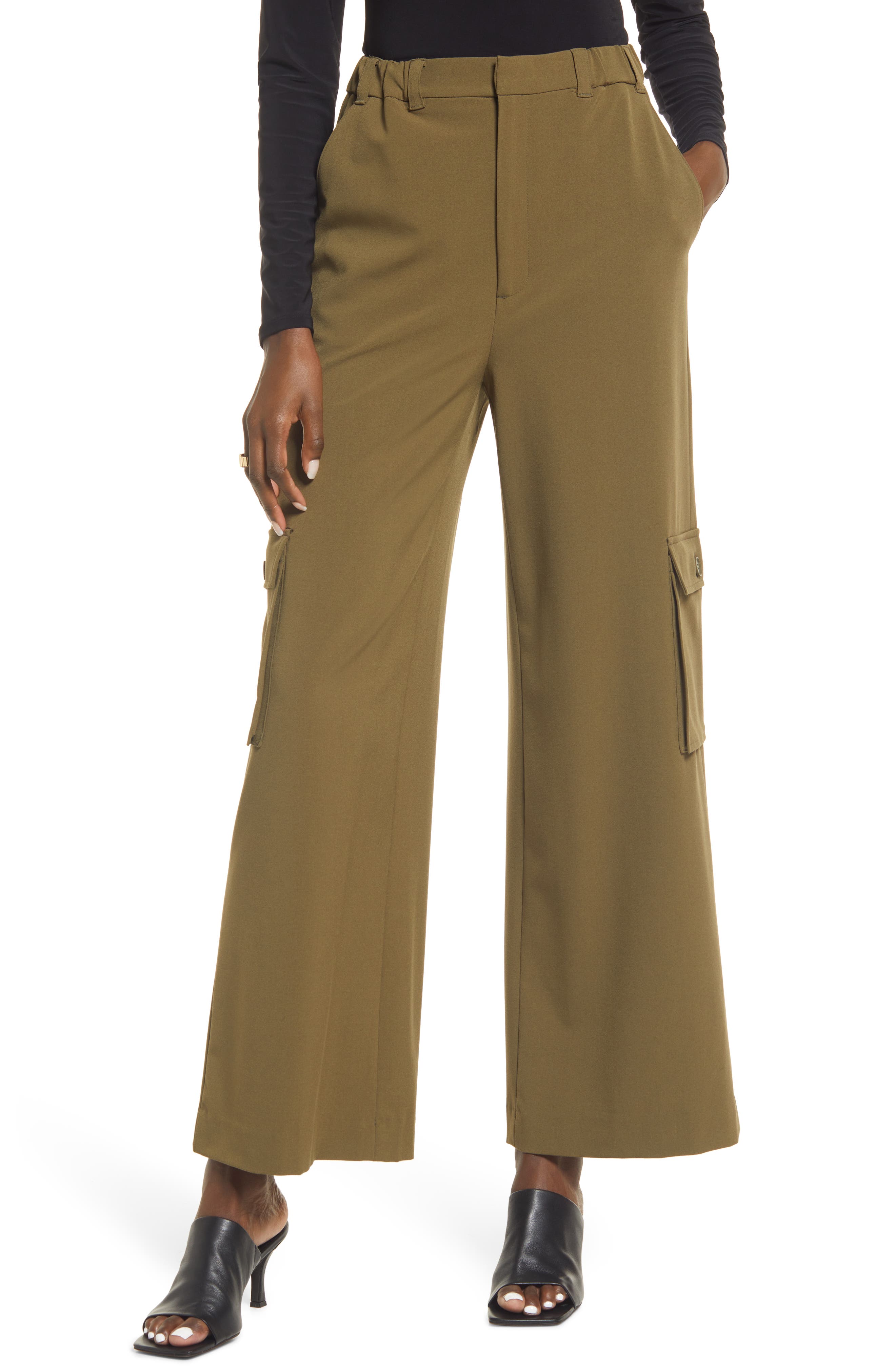 high waisted wide leg cargo pants