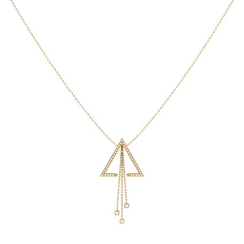 LUVMYJEWELRY LUVMYJEWELRY SKYLINE TRIANGLE SILVER DIAMOND LARIAT NECKLACE