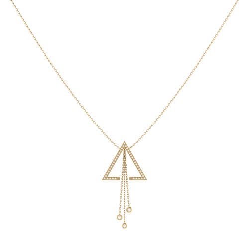 Shop Luvmyjewelry Skyline Triangle Silver Diamond Lariat Necklace In 14kt Gold Vermeil On Sterling