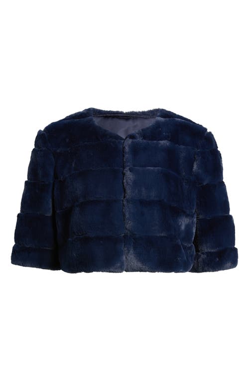 Eliza J Faux Fur Crop Jacket In Nvy