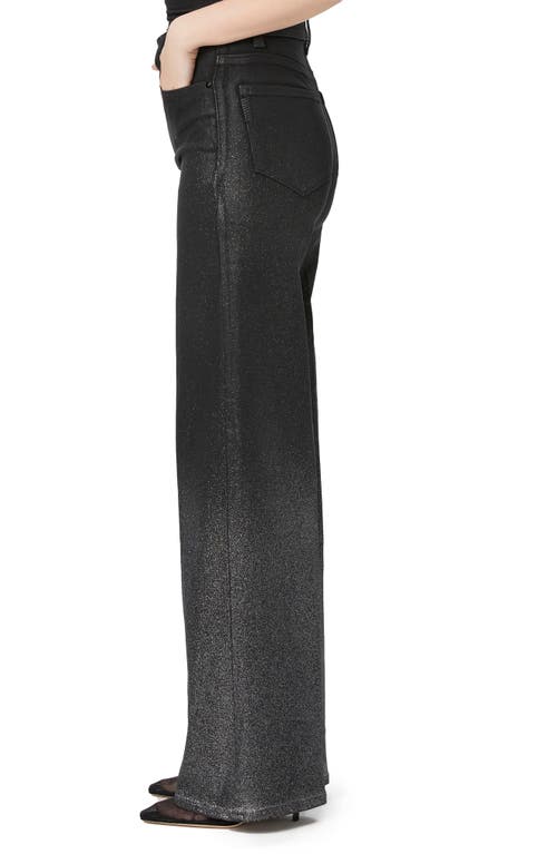 Shop Paige Sasha Ombré Sparkle Coated High Waist Wide Leg Jeans In Black/silver Glitter