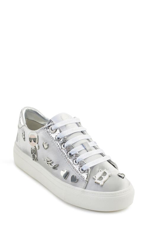 Shop Karl Lagerfeld Paris Cate Pins Platform Sneaker In Silver