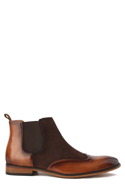 Gino Vitale Wingtip Brogue Two-tone Chelsea Boot In Brown