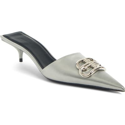 Balenciaga Bb Pointy Toe Mule, Metallic