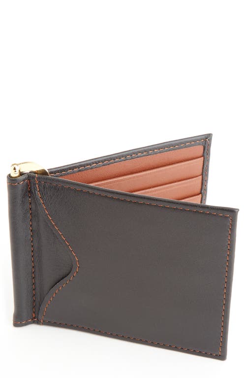 Royce New York Rfid Leather Money Clip Card Case In Black/tan