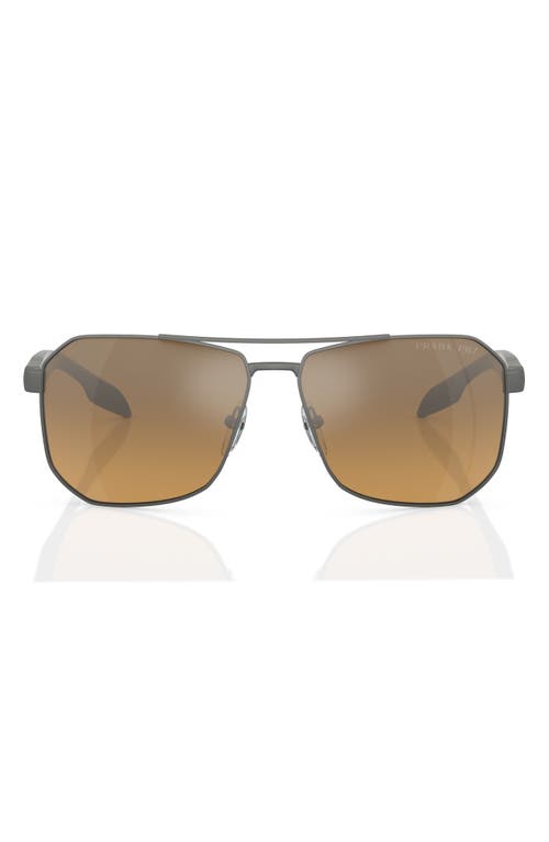 62mm Oversize Gradient Polarized Pillow Sunglasses in Rubber Gunmetal
