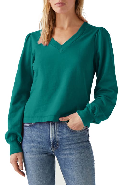 Michael Stars Tam V-Neck Cotton Sweatshirt in Ivy at Nordstrom, Size Small