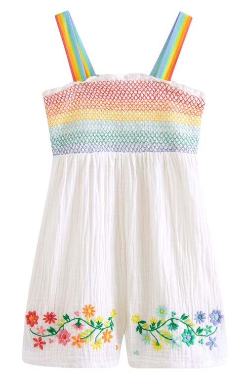 Shop Little Bird Kids' Floral Embroidered Romper In White Multi Stitch