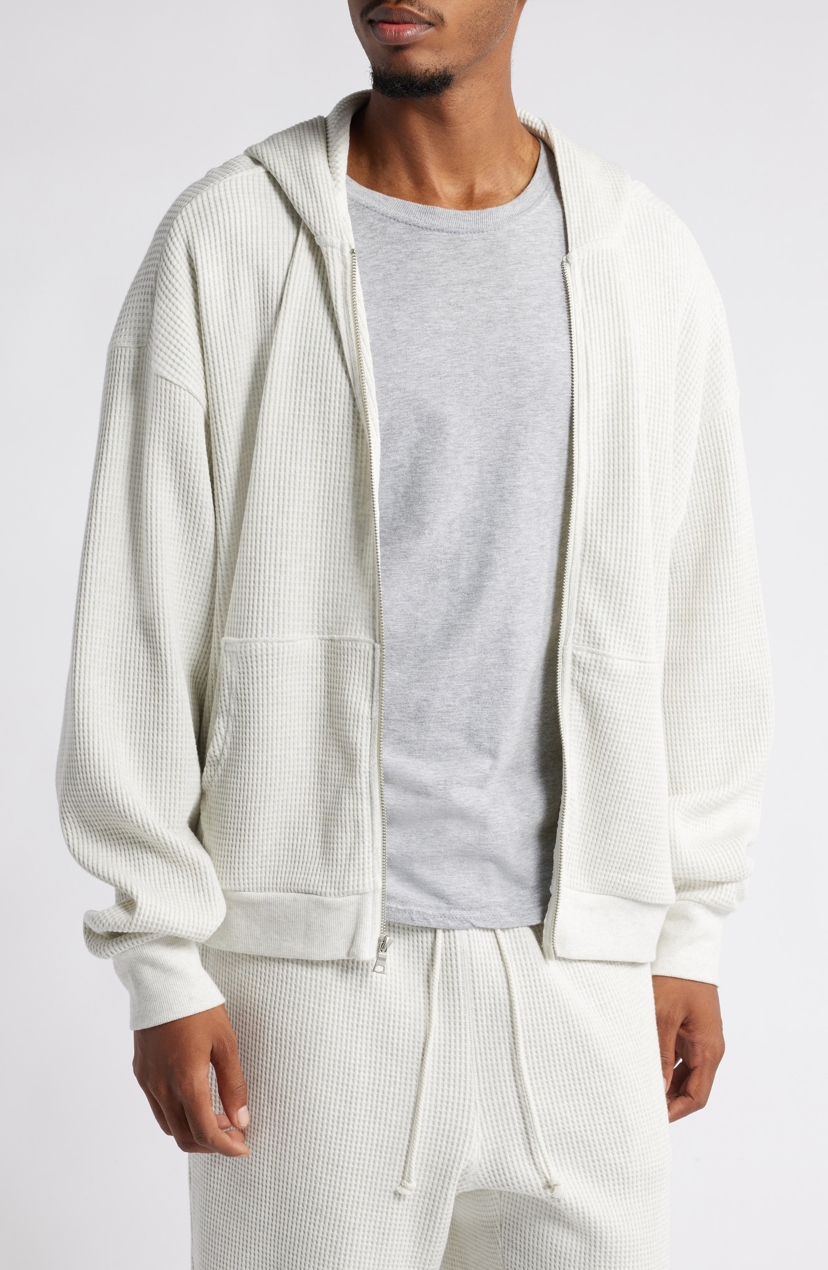 Elwood Thermal Zip Hoodie in Vintage Snow Heather 